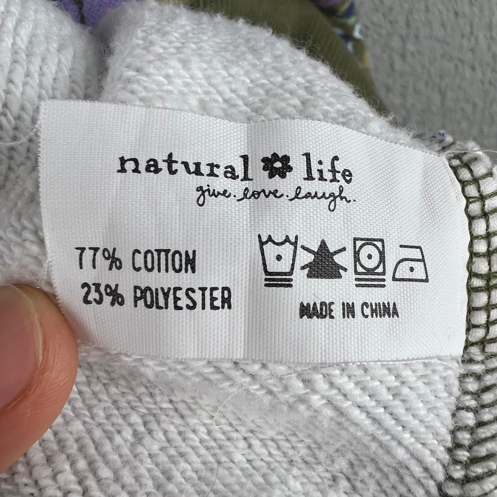 Natural Life Floral Hoodie Oversized Pullover Blue Purple Green S/M - Picture 11 of 12